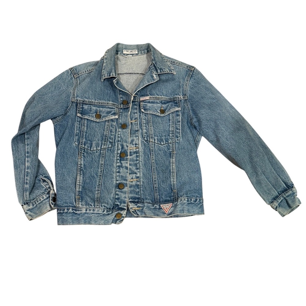 Georges Marciano Guess Trucker Jacket Blue USA Made 80s Vintage Denim Skater S